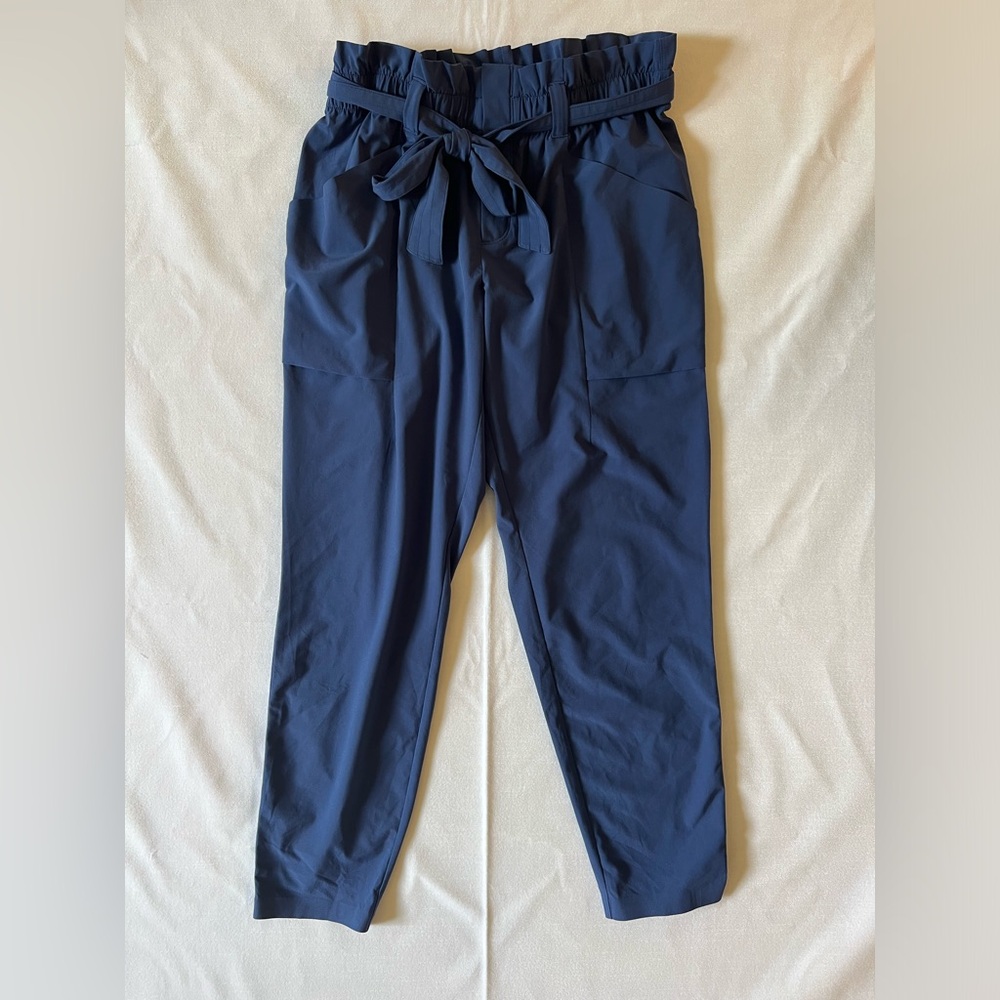 Athleta Navy Blue Skyline Pants, Paperbag Waist